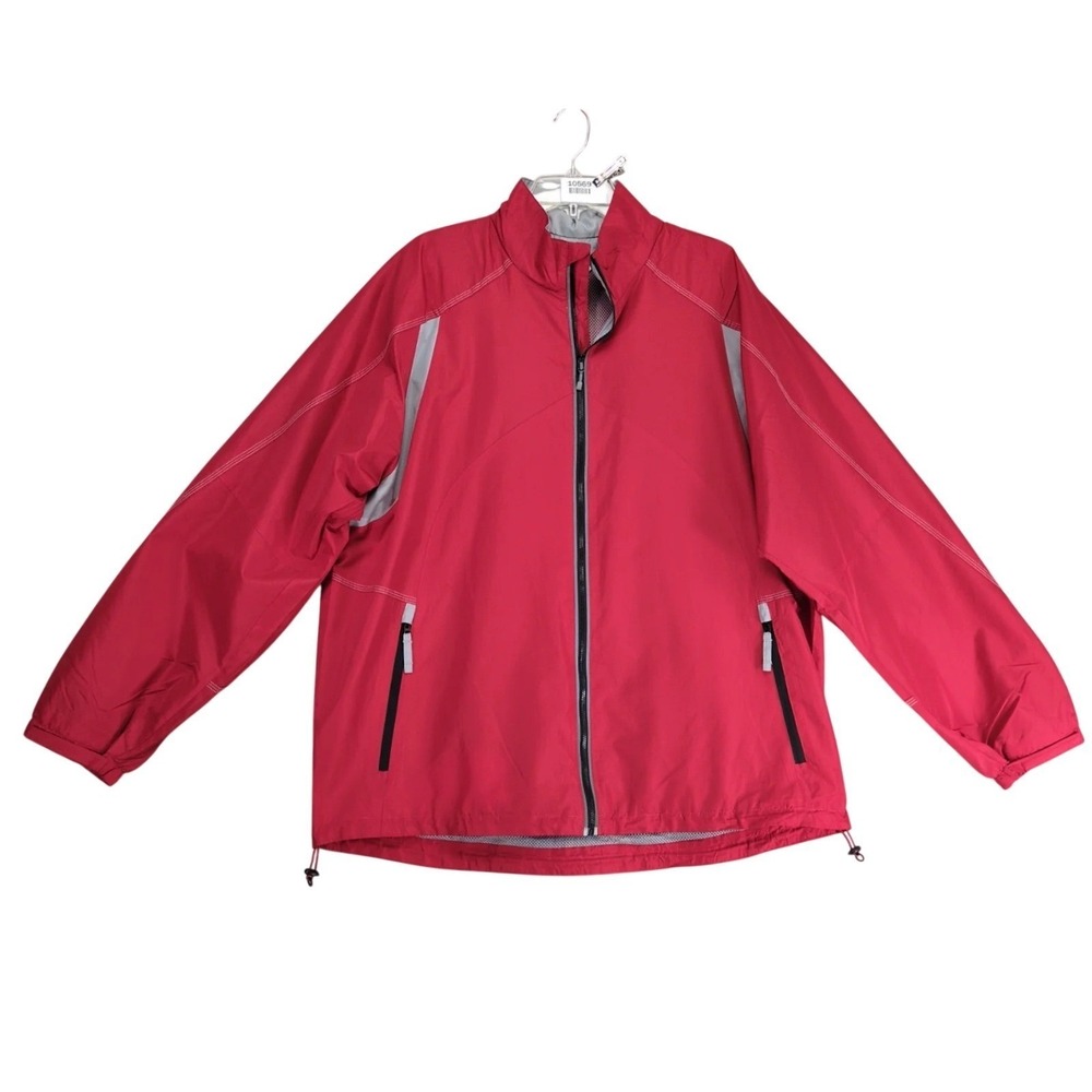 North End Red Windbreaker Mens XL Full Zip Jacket Reflective Y2K Sporty Utility